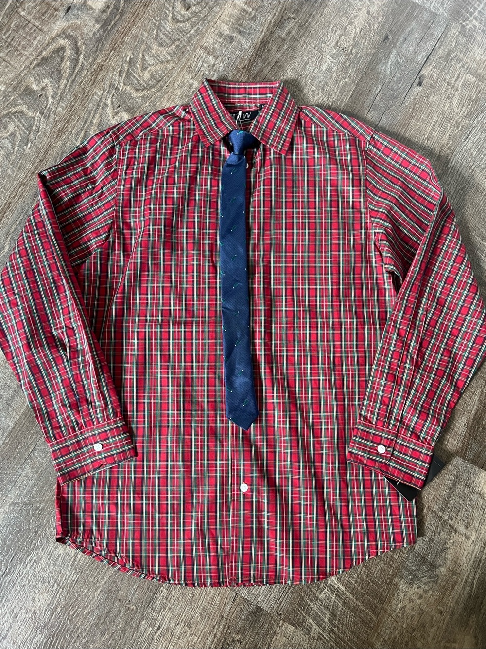 TFW Christmas Boys Long Sleeve Shirt +‎ Tie Set-Size Large (14/16)